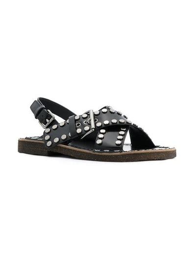 prada platform slide sandal|Prada studded pony skin sandals.